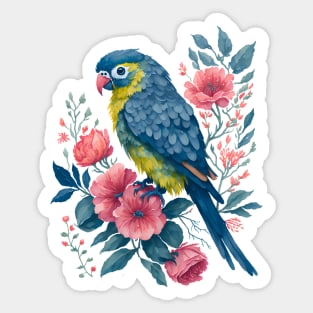 cute conure parrot parakeet watercolor illustration Sticker